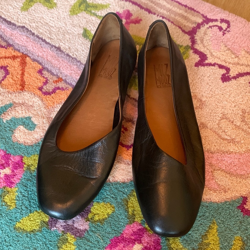 Miz Mooz Romie black leather slip on ballerina flats